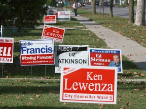 Lawn signs during the 2010 municipal election. (Jason Kryk / The Windsor Star)