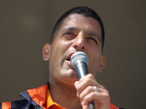 Mayor Eddie Francis speaks to the crowd at the CityÕs 122nd  Birthday Celebration at the Riverfront Festival Plaza in downtown Windsor, Monday, May 19, 2014.  (DAX MELMER/The Windsor Star)