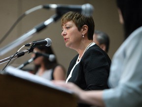 Windsor West MPP Teresa Piruzza of the Ontario Liberal Party responds to a question at the Caboto Club on May 29, 2014. (Tyler Brownbridge / The Windsor Star)