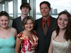 The Delmore family, from left, Lily, Mason, Annette, Michael, and Andrea, attend the 50th President's Ball hosted by the Windsor Culinary Guild at the St. Clair Centre for the Arts, Friday, May 16, 2014.   (DAX MELMER/The Windsor Star)
