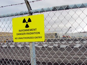 This Nov. 1, 2013 photo shows rows of chambers holding intermediate-level radioactive waste in shallow pits at the Bruce Power nuclear complex near Kincardine, Ontario. Ontario Power Generation is seeking permission from the Canadian government to permanently store low- and intermediate-level radioactive waste in a rock chamber that would be built more than 2,000 feet below the earth’s surface and less than a mile from Lake Huron. (AP Photo/John Flesher)