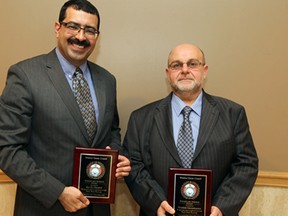 Ali El-Sharif and Nasser Ghamraoui (left to right) attend the third annual Windsor Islamic Council appreciation dinner gala at the Ciociaro Club in Windsor on Thursday, May 1, 2014.                          (TYLER BROWNBRIDGE/The Windsor Star)