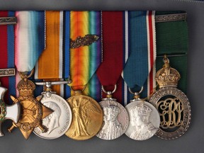 These First World War medals were awarded to the renowned Montreal-born military chaplain Frederick Scott, a poet-padre known for frequently risking death to comfort Canadian soldiers in the killing fields of Europe.  They were acquired by the Canadian War Museum.