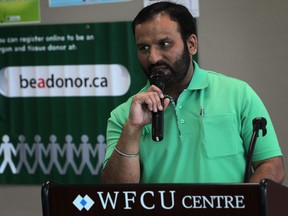 Gopal Kararia, founding director of the CanAsia Foundation, gives the opening remarks at the 2nd annual Car Rally for Organ Donor Awareness at the WFCU Centre, Saturday, May 10, 2014.  (DAX MELMER/The Windsor Star)