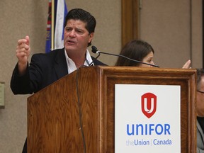 Jerry Dias speaks at the Unifor local 444 retirees lunch at the Caboto Club in Windsor on Wednesday, May 14, 2014.             (TYLER BROWNBRIDGE/The Windsor Star)
