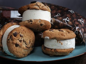 These delectable and not-too-big ice cream sandwiches by President's Choice use their famous "The Decadent" chocolate chip cookies to hold a nice thick slab of vanilla ice cream in between. (DAN JANISSE / The Windsor Star)