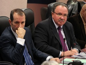 City Councillors Bill Marra, left, Fulvio Valentinis and Ron Jones at City Hall November 18, 2013. (NICK BRANCACCIO/The Windsor Star)