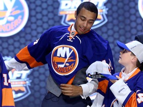 Josh Ho-Sang was selected 28th overall by the New York Islanders in the first round of the 2014 NHL Draft at the Wells Fargo Center in Philadelphia (Photo by Bruce Bennett/Getty Images)