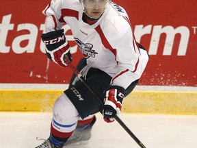 Spitfires forward Chris Marchese carries the puck during training camp at the WFCU Centre. (DAN JANISSE/The Windsor Star)