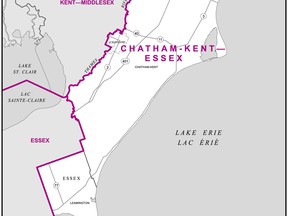 The provincial electoral district of Chatham-Kent-Essex. (Handout / The Windsor Star)