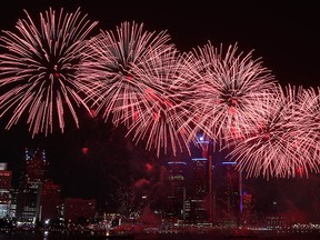 The annual fireworks show blasts over the skies of Windsor and Detroit on Monday, June 23, 2014. (DAN JANISSE/The Windsor Star)