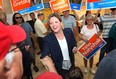 Ontario NDP Leader Andrea Horwath greets supporters on Monday, June 9, 2014, during a campaign stop in Windsor. (DAN JANISSE/The Windsor Star)