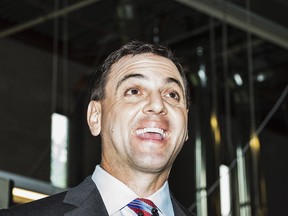 Ontario PC Party leader Tim Hudak addresss media at a campaign event in Markham, Ont. on June 3, 2014. (Aaron Vincent Elkaim / The Canadian Press)