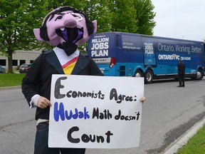 Another appearance by the costumed Count who criticizes Tim Hudak's math. Photographed in Ottawa on June 5, 2014. (Sean Kilpatrick / The Canadian Press)