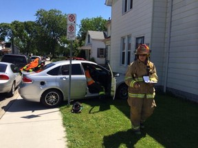 Emergency crews responded to a two vehicle crash at University Avenue East and Louis Avenue Friday, June 13, 2014. (Twitpic: Trevor Wilhelm/The Windsor Star)