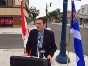 Essex MP Jeff Watson talks at a press conference about the Ottawa Street streetscaping on Monday, June 23, 2014. (Twitpic: CRAIG PEARSON/The Windsor Star)