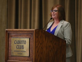 Allison Prieur delivers The United Way Cost of Poverty report at the Caboto Club in Windsor on Wednesday, June 25, 2014.      (Tyler Brownbridge/The Windsor Star)