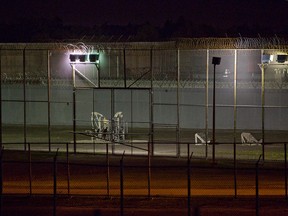 The prison yard of the Orsainville Detention Centre near Quebec City is shown on Saturday June 7, 2014. Quebec Provincial Police say three inmates have escaped from the Orsainville Detention Centre using a helicopter. THE CANADIAN PRESS/Francis Vachon.