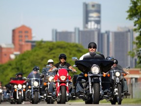 In this file photo, participants in the Windsor Telus Motorcylce Ride for Dad make their way down Riverside Dr. East Sunday, June 1, 2014. (DAX MELMER/The Windsor Star)
