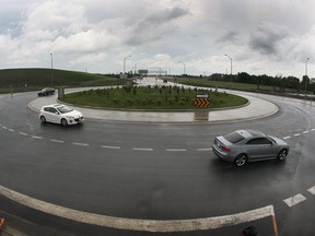 In this file photo, the roundabout at Howard Avenue and Highway 3 is shown June 4, 2014, in Windsor.