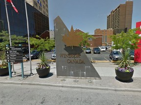 A Google Maps image of the Windsor welcome sign on the Canadian side of the Windsor-Detroit tunnel.