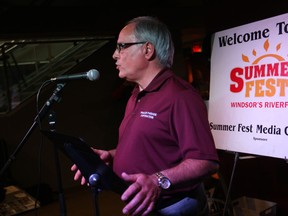 David Grimaldi, director of business development at the Windsor Parade Corporation, speaks at the Summer Fest media conference at the Windsor Star News Cafe, Thursday, June 12, 2014.  (DAX MELMER/The Windsor Star)