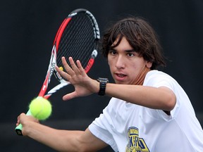 Windsor's Chris Fletcher practises at the Parkway Tennis Club. (Tyler Brownbridge/The Windsor Star)