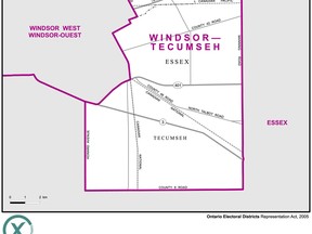 The provincial electoral district of Windsor-Tecumseh. (Handout / The Windsor Star)