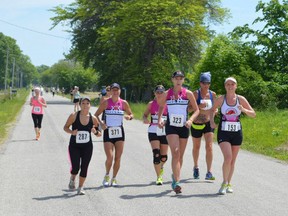 Runners participate in the Pelee Island Winery half marathon on Sunday, June 1, 2014.