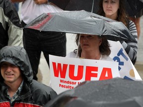 WUFA members and supporters during a noon hour rally at University of Windsor's Chrysler Hall TUESDAY July 8, 2014. (NICK BRANCACCIO/The Windsor Star)