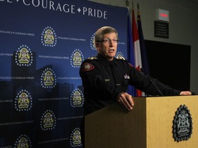 Calgary Police Chief Rick Hanson holds a press conference to say that the case of the missing family is now a homicide investigation in Calgary on July 14, 2014.