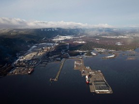 Douglas Channel, the proposed termination point for an oil pipeline in the Enbridge Northern Gateway Project, is pictured in an aerial view in Kitimat, B.C., on Tuesday January 10, 2012. Residents of Kitimat will cast votes in a local plebiscite Saturday for or against the multibillion-dollar Northern Gateway pipeline. THE CANADIAN PRESS/Darryl Dyck