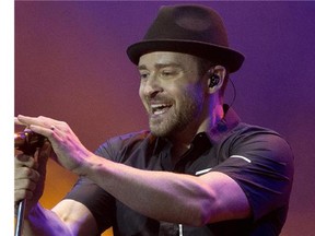Justin Timberlake performs during the Wireless Festival at the Queen Elizabeth Olympic Park in London.