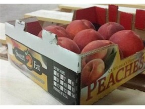 Sweet 2 Eat peaches are pictured in a photo released on Tuesday July 22, 2014. THE CANADIAN PRESS/HO, CFIA