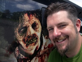 Shawn Lippert is promoting a Zombie Event for Malden Park Friday July 11, 2014. The Zombie Event will have participants run through various scary and dangerous displays, being chased by zombies along the way. (NICK BRANCACCIO/The Windsor Star)