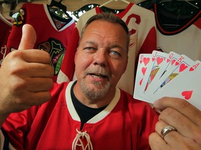 Dan Hudson will be playing poker in the NHL Alumni Charity Poker Tournament and hopes to face off against Denis Savard and poker star Daniel Negreanu Monday July 21, 2014.  (NICK BRANCACCIO/The Windsor Star)
