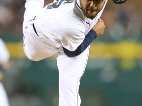 Detroit's Joakim Soria throws a pitch during the seventh inning against the Chicago White Sox at Comerica Park. (Photo by Leon Halip/Getty Images)