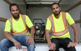 Brothers Jihad Zaher, 24, and Sam Zaher, 21, co-owners of GCPR Conctracting, are pictured at a job site, Monday, July 28, 2014.  They are considering purchasing the new Ford F-Series pickup in the fall.  (DAX MELMER/The Windsor Star)