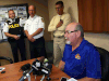 Tecumseh Mayor Gary McNamara (foreground) and emergency services leaders hold a press conference at Tecumseh town hall on July 18, 2014. (Nick Brancaccio / The Windsor Star)