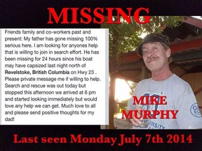 Mike Murphy, 58, a former Windsor man now of Mission, B.C., went missing on July 7. (Handout)