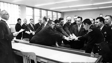 Annexation was brought closer to reality on Dec. 29, 1965 when 18 suburban police officers were sworn into the Windsor Police Department by Magistrate Angus MacMillan. (FILES/The Windsor Star)