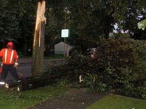 City of Windsor crews had their hands full on Norfolk Avenue after a strong storm raced through South Windsor Tuesday August 19, 2014. (NICK BRANCACCIO/The Windsor Star)