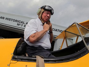 Pilot Ron Holden hopes to take flight with his vintage 1941 Boeing Stearman during the proposed Kids with Cancer Take Flight event which is in jeopardy due to lack of funding  Monday August 25, 2014. (NICK BRANCACCIO/The Windsor Star)