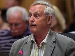 Ward 6 resident John S. Holmes - who is running for the ward's council seat - criticizes the idea of adding a $6.5-million pool to the WFCU Centre. Photographed in council chambers, Aug. 25, 2014. (Nick Brancaccio / The WIndsor Star)
