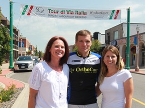 OrthoCare cycling team members Brenda Sonnenberg, from left, Nick Dwyer, and Danielle McKibbon will be competing in the 2014 Tour di Via Italia Sunday on Erie Street.  (JASON KRYK/The Windsor Star)