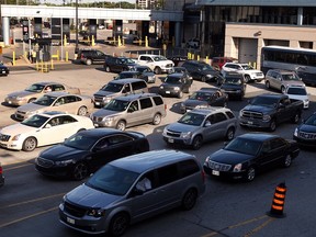Windsor-bound traffic slows during late afternoon rush hour at the Windsor-Detroit Tunnel August 28, 2014.  (NICK BRANCACCIO/The Windsor Star)