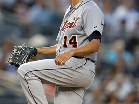 Tigers starting pitcher David Price allows a second-inning solo home run to New York's Brian McCann at Yankee Stadium in New York Tuesday. (AP Photo/Kathy Willens)