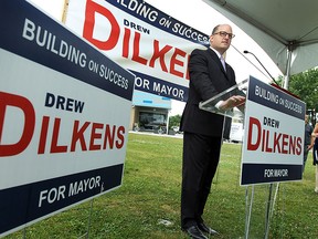 Ward 1 Coun. Drew Dilkens announces his candidacy for Windsor mayor on Aug. 5, 2014. (Tyler Brownbridge / The Windsor Star)