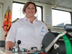 Captain Emma Nolan on the bridge of the Jiimaan on August 21, 2014.  (JASON KRYK/The Windsor Star)