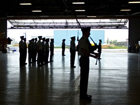 Graduating air cadets salute at the 2014 Power Pilot Scholarship program graduation ceremony, Aug, 22, 2014. (Jay Rankin The Windsor Star)